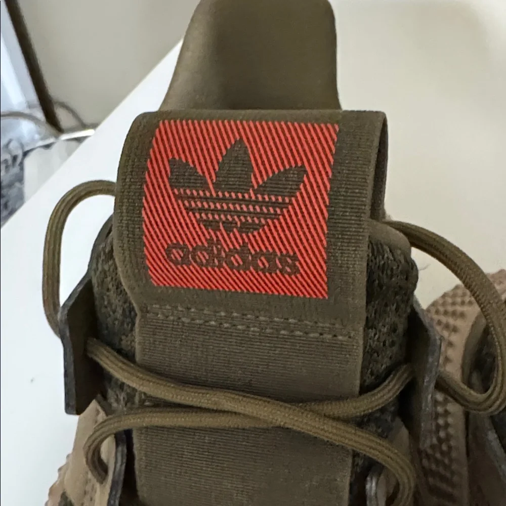 adidas Sneakers Olive Green Red Orange Accents